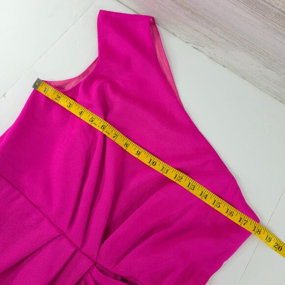 BCBGeneration ONE SHOULDER HOT PINK COCKTAIL DRESS WOMEN'S SIZE 12 LINED *FLAW* - Picture 14 of 16